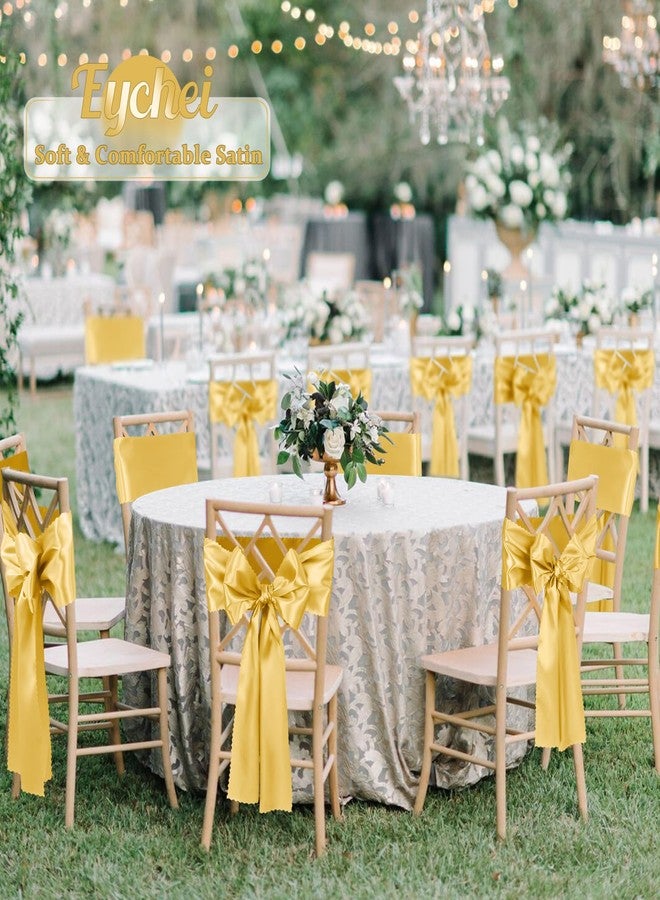 Eychei 12pcs Gold Satin Chair Sashes & Bows, 7x108in Chair Bow Ties for Wedding, Party, Banquet, Restaurant, Hotel Events - Image 3